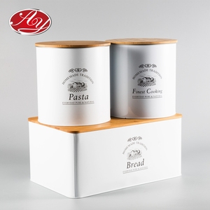 Caja de lata de Metal con tapa de bambú para pan - Product Image 5