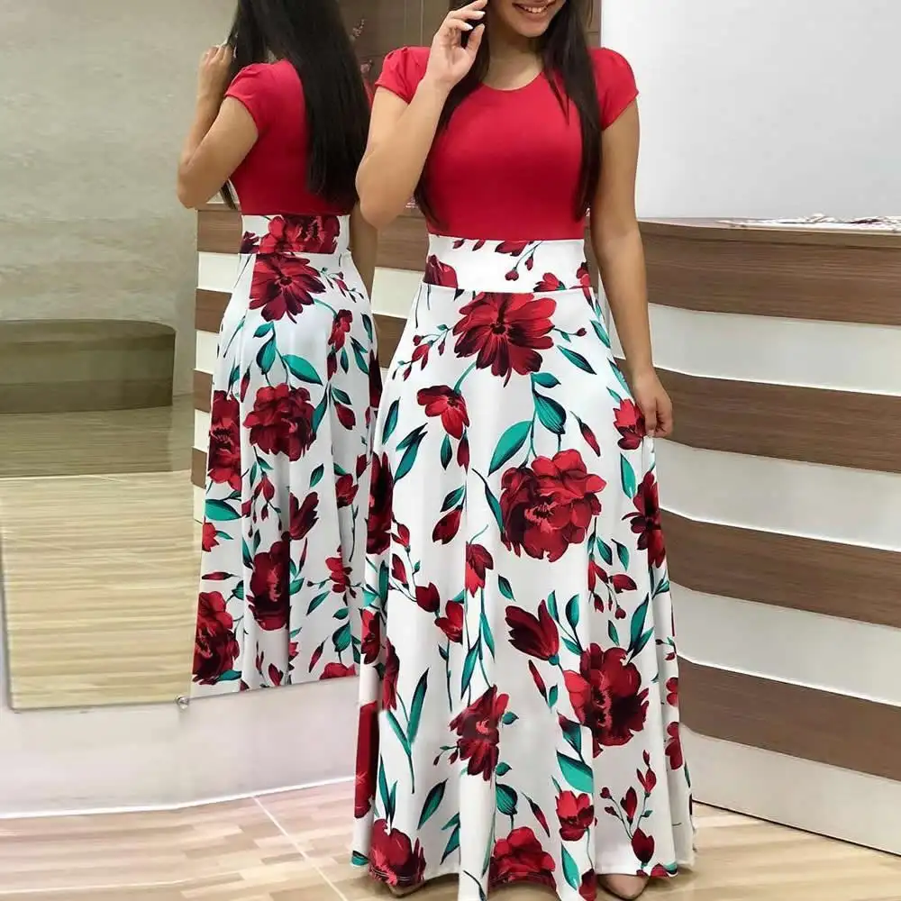 Vestido de flores ajustado para mujer, diferentes tamaños, 223286