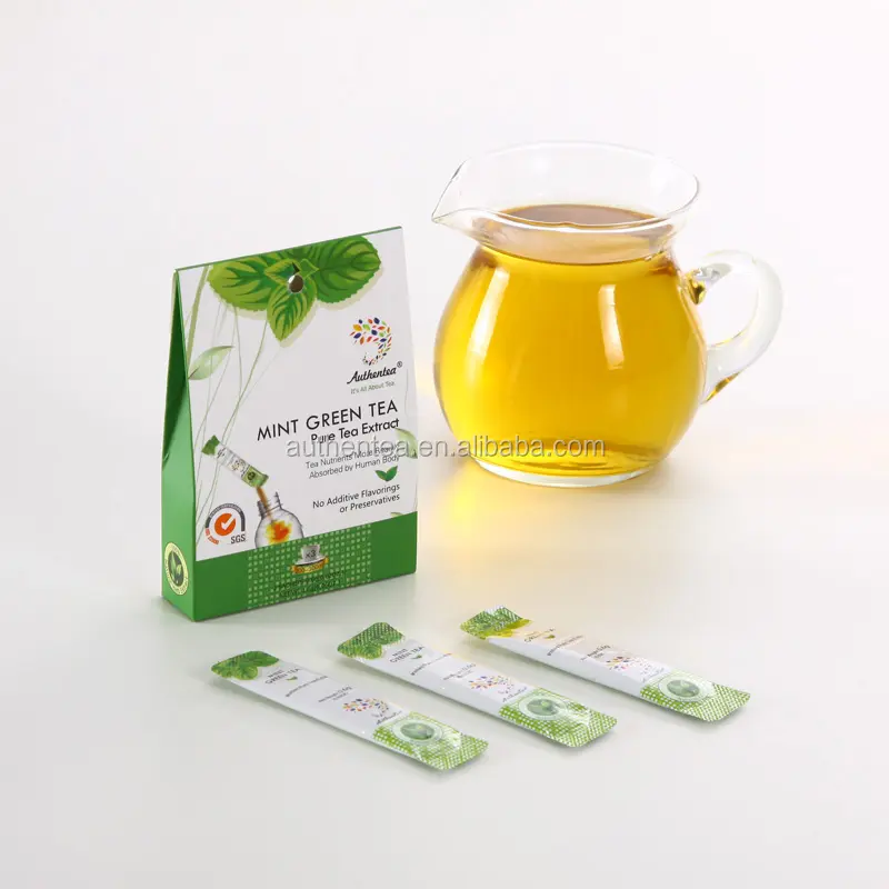 ミント緑茶の葉ハーブティーエキスクリスタルパウダーとクリアティースープ