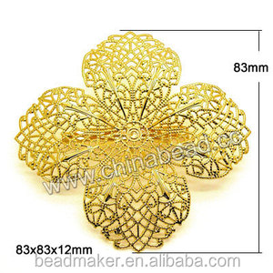 Broches de joyería de moda, broche antiguo, flor de filigrana de latón con Pin - Product Image 2