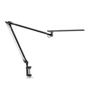 Lampe de bureau LED moderne et écologique en métal avec bras articulé, lampe de table à intensité variable avec pince, alimentation CC flexible - Product Image 1