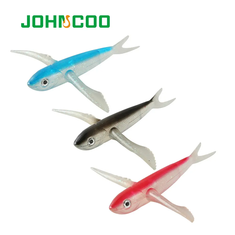 JOHNCOO Nước Biển Đánh Cá Lure Flying Fish 220 mét 124 gam Mồi Mềm Cá Thu Hút Biển Câu Cá Lọn Tóc Trolling Cá Lure