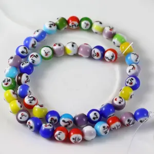 Bán Buôn 8Mm Hỗn Hợp Murano Lampwork Glass Vòng Nụ Cười Mặt Millefiori Spacer Hạt Sợi Cho Đính Cườm Làm Đồ Trang Sức