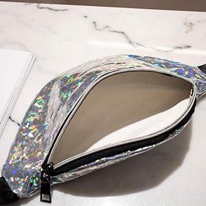 Riñonera luminosa con cinturón elástico, paquete de pecho de cuero PU con láser holográfico de neón brillante, riñonera Bling Night <span class=keywords><strong>Running</strong></span> Girl para exteriores - Product Image 3