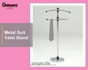 Home Furniture Suit Hanging Holder <strong>Wooden</strong> Suit <strong>Valet</strong> <strong>Stand</strong> With Tray - Product Image 2