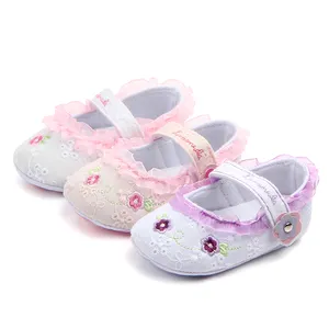 Красивая кружевная детская обувь с цветочным принтом для девочек