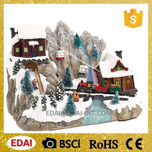 2016 music gondola train in motion Christmas festival decoration polyresin trimmings village housing - Product Image 1