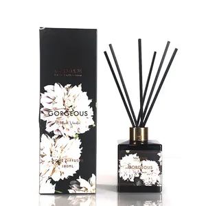 M&SENSE Luxury Scented Black Stick Glass Bottle OEM Fragrance Oil Aroma Reed Diffuser