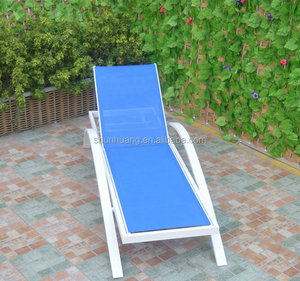 Outdoor Strand Meubels Metalen Ligstoel Blauwe Stof <span class=keywords><strong>Chaise</strong></span> <span class=keywords><strong>Lounge</strong></span>