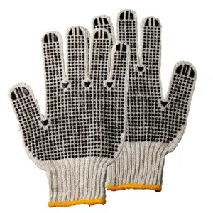 Pvc Dot Cotton Glove Poly Cotton Knitted Working Gloves With Double Sides PVC Dots
