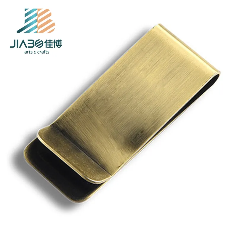 jiabo Custom logo name antique bronze brass plating stainless steel blank metal money clip