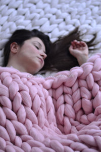 Super Chunky 100% <strong>Merino</strong> <strong>Wool</strong> Knit <strong>Blanket</strong> for Winter Plain Style - Product Image 3
