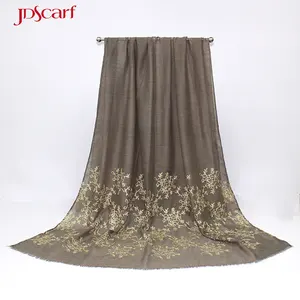 Arabische heiße Mode muslimische Frauen Pashmina Schal großen bestickten Viskose Schal für Damen Pashmina