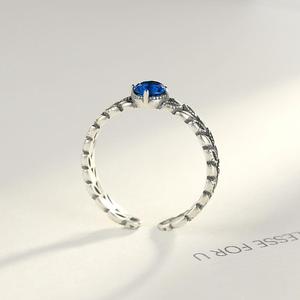 CZCITY retrò <span class=keywords><strong>925</strong></span> aperto a forma di foglia anello gioielli in <span class=keywords><strong>argento</strong></span> Sterling una dimensione Design ragazza anello nero per donna - Product Image 6