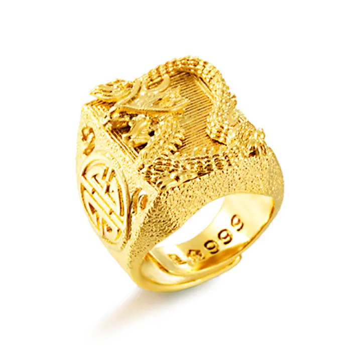 Vietnam sand gold gold dragon price ring printing brass gold plated opening signet ring