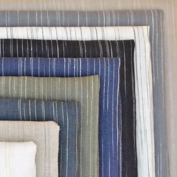2810 # grosir produsen Linen Perancis garis kain benang dicelup Linen murni untuk baju pakaian