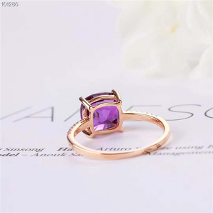 SGARIT 18 Karat Roségold Damen Verlobung sring Großhandel Mode Einfaches Design mit 8mm lila natürlichen Amethyst Kristalls chmuck - Product Image 3