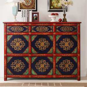 Armoire à médicaments tibétaines, meuble peint à la main, <span class=keywords><strong>Antique</strong></span> chinois, 1 pièce