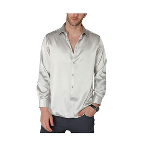 <span class=keywords><strong>Camicia</strong></span> <span class=keywords><strong>di</strong></span> <span class=keywords><strong>raso</strong></span> da <span class=keywords><strong>uomo</strong></span> Slim Fit maglietta <span class=keywords><strong>di</strong></span> lusso da <span class=keywords><strong>uomo</strong></span> in seta Casual da <span class=keywords><strong>uomo</strong></span> manica lunga vestito da partito aderente polo camicie all'ingrosso - Product Image 5