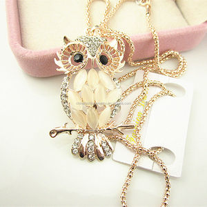 2015 yeni sıcak satış moda opal kristal baykuş kolye hayvan kolye - Product Image 3