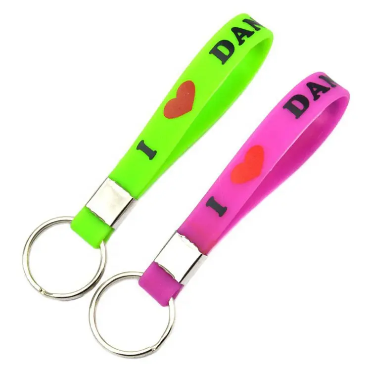 Hot sale eco-friendly wristband key holder logo printing custom silicone keychain