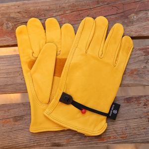 Venta al por mayor de fábrica, guantes de trabajo de palma completa de cuero de vaca amarillo, guantes de construcción de seguridad para hombres y mujeres para protección de manos y brazos - Product Image 3