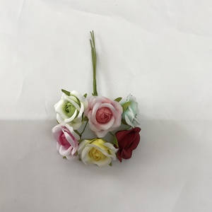 6 teste di piccola rosa fiori artificiali bouquet da sposa della decorazione del mestiere - Product Image 6