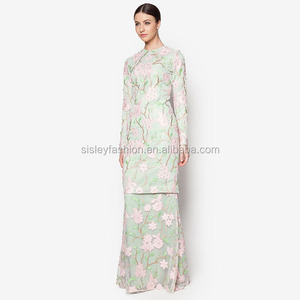 Latest Design <strong>Malaysia</strong> Wholesale Pleated Long Skirt Embroidery <strong>Baju</strong> <strong>Kurung</strong> Moden Lace <strong>Baju</strong> <strong>Kurung</strong> Wholesale in Guangdong - Product Image 2