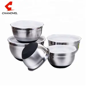 Best Selling Food Grade Premium Durable Korean Food Bowl Stainless Steel Salad Bowl with Non Slip Base and Lid