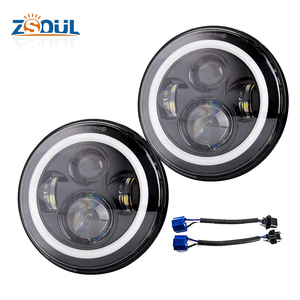 Ronda 7 "LED faro negro con alta baja haz 7 faro con Halo blanco para 97-15 <span class=keywords><strong>Jeep</strong></span> wrangler Harley grand <span class=keywords><strong>cherokee</strong></span> - Product Image 2