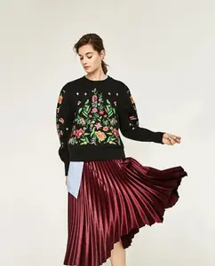 Falda larga de cintura alta personalizada para mujer, faldas plisadas de color liso, plisadas, holgadas, con muchos colores, para primavera y otoño