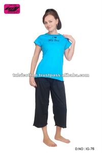 Pyjama Pama en coton pour femmes grande taille adulte tissu tricoté doux respirant Simple Style Sexy printemps impression solide - Product Image 2