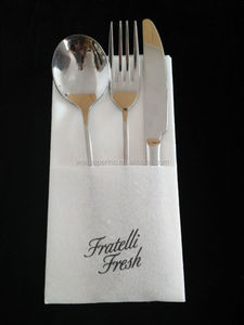 Biodegradable Cutlery Napkin Disposable Printed Napkin and Cutlery Paper Pocket With logo Printed