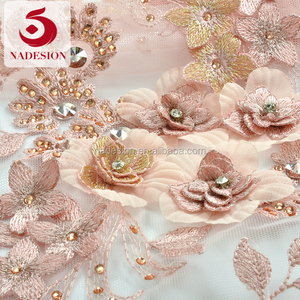 Pink pesado vestido de novia 3D con los granos para la boda - Product Image 4
