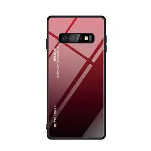 Capa de vidro temperado gradiente de proteção, capa colorida de tpu para celular samsung galaxy s10 plus, 360