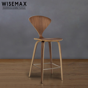 Taburete de Bar Moderno de Mediados de Siglo, Estilo Norman Cherner, Madera Contrachapada Moldeada - Product Image 1