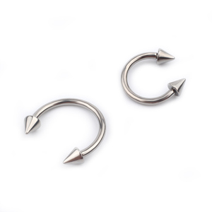 16G Titan 4mm Spike Hufeisen Kreisförmige Lang hantel ringe Septum Nasenring