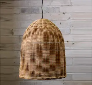編まれた籐バスケットランプ手作りペンダントランプ照明