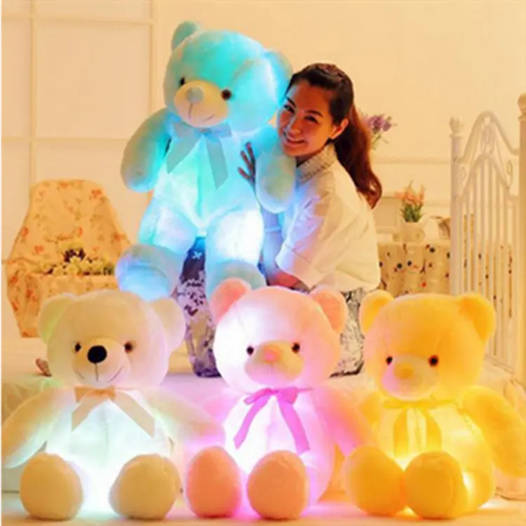 led night light up glowing big blue teddy bear import china fashionable decor soft cuddly toy stuffed animal for kids sales
