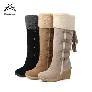 New design boots sexy ladies black shoes high Wedge boots women