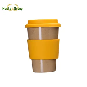 Wholesale Custom Logo Bisphenol Free Reusable Eco Biodegradable 12oz Coffee Cups Compostable Rice Husk Cup