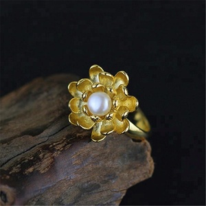 Anello Lotus Fun Nuovo Modello <span class=keywords><strong>Fiore</strong></span> <span class=keywords><strong>di</strong></span> <span class=keywords><strong>Loto</strong></span> Argentato Placcato Oro - Product Image 2