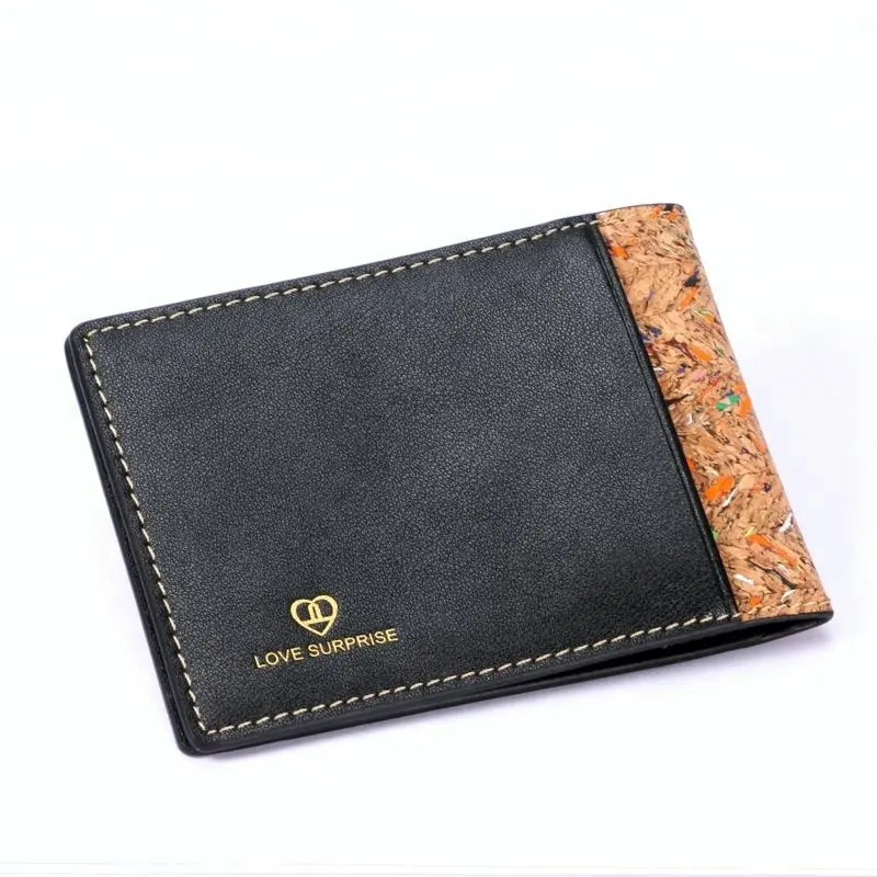 Custom Full Printing cork driver license holder bi-fold genuine leather driver license safety protector with clear window