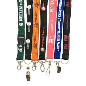 Factory Wholesale Polyester Material Silkscreen Neck Strap Custom Logo Printing Lanyard