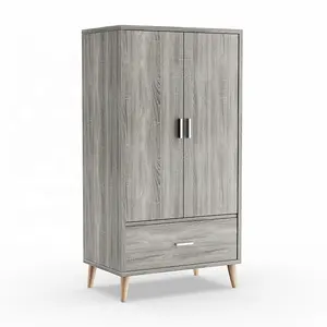 Home furniture wood almirah designs 2 door 1 drawer wardrobe cabinet luxury modern bedroom mdf wardrobe