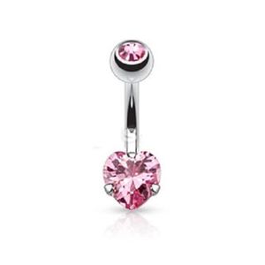 Anillos de botón de acero quirúrgico para el ombligo, varias opciones de Color, con corazón de circón
