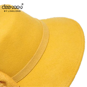 노란 Cloche 모자 겨울 울 펠트 모자 장식 어린 소녀 모직 Cloche 소녀 파티 드레스 - Product Image 4