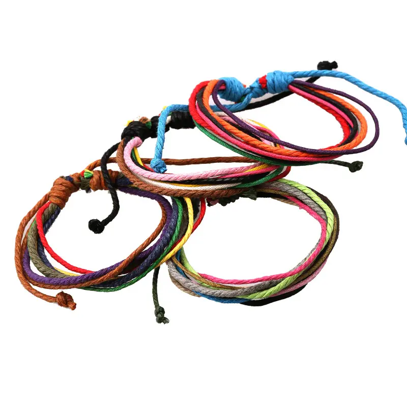 1 dollar jewelry simple colorful hemp rope braided bracelet