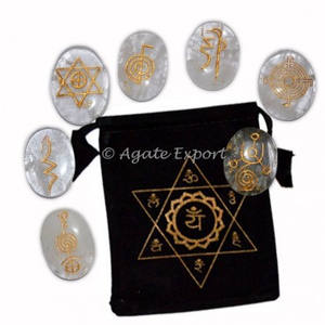Top Quality 7 Chakra Reiki Set Crystal Seven Symbols Reiki Oval Set Natural Fengshui <b>Mascot</b> Healing Product - Product Image 1