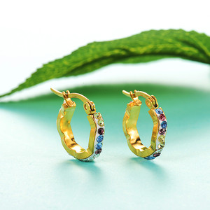 Joyas argollas cristal color surtido estilo olas en acero inoxidable para dama - Product Image 2